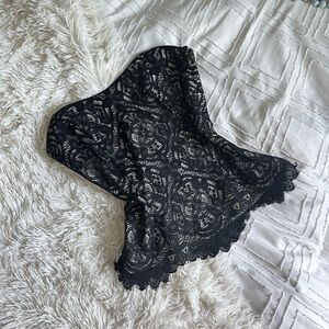 White House Black Market Black Lace Strapless corset